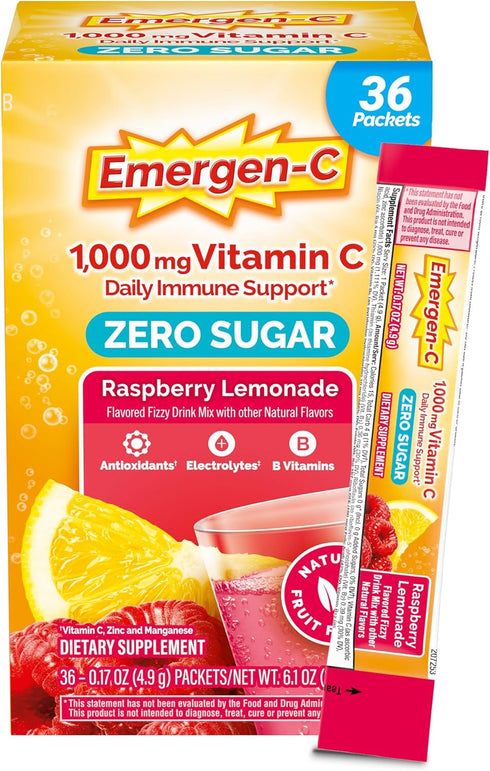 Emergen-C Zero Sugar 1000 mg Vitamin C Powder for Daily Immune Support Caffeine Free Vitamin C Supplements with Zinc and Manganese, B Vitamins and...