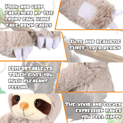 Queekay 2 Packs Sloth Stuffed Animal Hanging 18 Inch Three Toed Sloth Plush Sloth Plush Toy with Hook and Loop Hands for Teens Adults Gifts Decors...