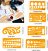 KESAPLAN 9 PCS Geometric Drawings Templates, Drafting Stencils Measuring Tools, Plastic Clear Orange Multi-Function Measuring Rulers with French C...