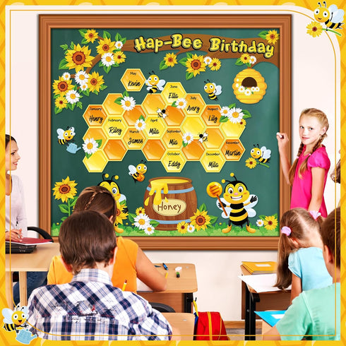 Bee Bulletin Board Set Decorations Summer Bee Sunflower Tree Honey Back to School Motivational Bulletin Board Cutouts for Sunflower Bee Theme Home...