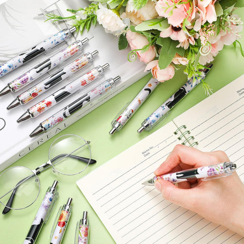 24 Pcs Black Cat Cute Ballpoint Pens Set Vintage Flowers Print Black Cat Pens Kawaii Kitty Pens Fancy Cute Supplies Accessories Writing Pens for C...