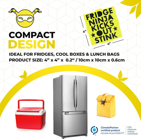 Fridge Ninja Compact Fridge Deodorizer (2 Pack) - More Effective Than Baking Soda - Compact Size Refrigerator Deodorizer Made of Activated Carbon...