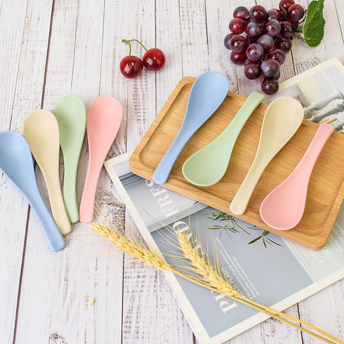 8 Pcs Plastic Spoon Dinner Spoons, Lnrkai Portable Reusable Soup Spoon Reusable Multicolor Lightweight Durable Spoon Dishwasher & Microwave Safe f...