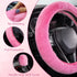 SEG Direct Furry Car Steering Wheel Cover with Fluffy Gear Shift Cover Soft Warm Non-Slip Car Decoration for Women Girls 2 PCS Set, Pink...