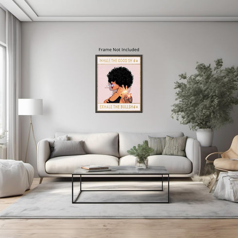 Posterizer 1 pcs-Inhale Exhale-Funny Girl Boss Pink Baddy Print-Motivational & Inspirational Art-Afro-American Art -Gifts for Women-Living Room Be...