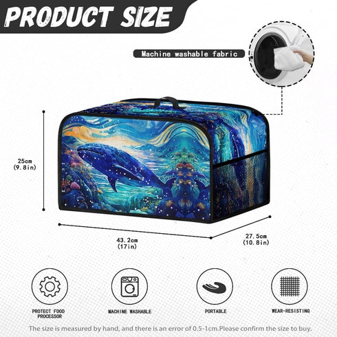 Dolphin Galaxy Slow Cooker Cover Portable Dust Covers with Side Pocket for Cook Accessories Small Kitchen Appliance Protector...