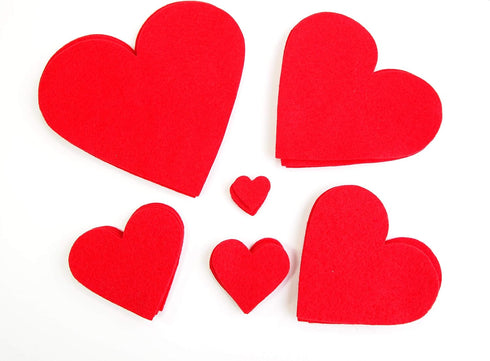 Playfully Ever After 1 to 6 inch Multi-Size Pack 24pc Felt Hearts (Red)...