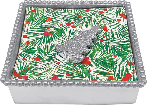 MARIPOSA DOTTY CHRISTMAS TREE NAPKIN WEIGHT | SILVER | BRILLANTE | GIFTS | NAPKIN WEIGHTS | RECYCLED SANDCAST ALUMINUM | HANDMADE IN MEXICO...