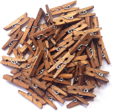 LWR CRAFTS Wooden Mini Clothespins 200 Per Pack 1" 2.5cm (Jacobean)...