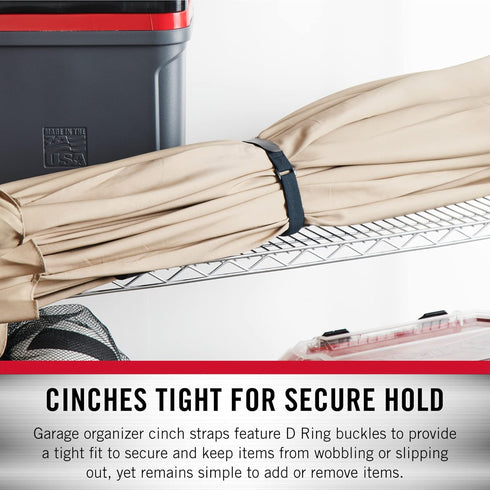 VELCRO Brand Garage Organization | Elastic Cinch Straps with Buckle| Bundle Poles and Stakes, Organize Power Tool Cords | Adjustable and Stretch f...