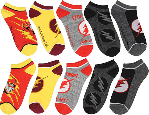 DC Comics The Flash Lighting Logo 5 Pair No-Show Ankle Socks...