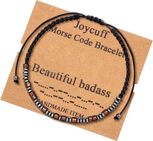 JoycuFF Inspirational Morse Code Bracelets for Men Women Mothers Day Birthday Christmas Gifts for Mom Mother Father Daughter Aunt Grandmother Jewe...