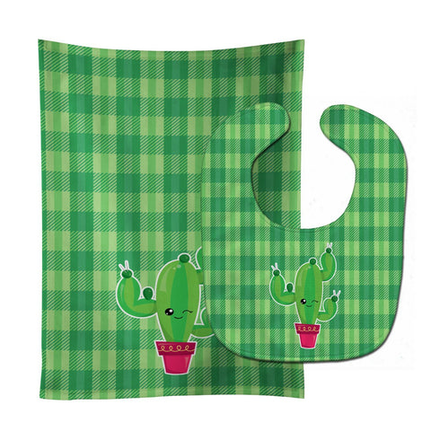 Caroline's Treasures BB6848STBU Cactus Plaid Baby Bib & Burp Cloth Easy-Clean Baby Bib Baby Feeding Accessory Baby Mealtime Essential...