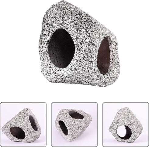 3 Pieces Rock Aquarium Decorations, Stackable Cave Aquarium Decor, Betta Fish Tank Accessories Hideout Hidden Stones Ornaments, Fish Rock House Hi...