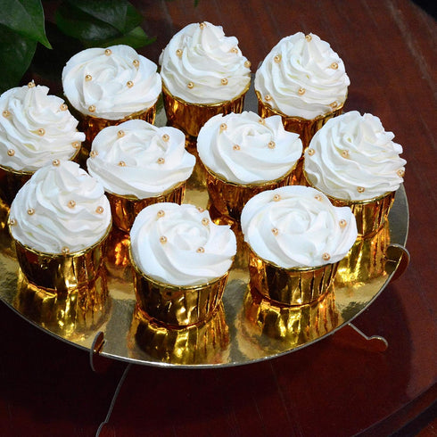 FRIDAY NIGHT 1-Tier Gold Round Cardboard Cupcake Stand Mini Cake Dessert Holder Reusable Birthday Wedding New Year Decoration 2pcs...