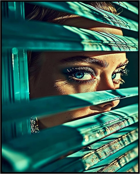 Posterizer 1 pcs-glamorous woman against window blinds portrait -1-Photography Art-Retro Art-Decorations for Bedroom, Office, Living Room - unfram...