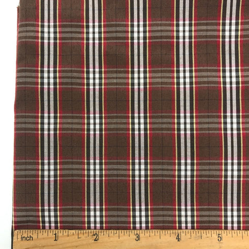 Brown Checkered Plaid Fabric Light Weight Yarn Dyed Polyester Tartan Width 57inches for DIY Home Decor Craft (2 Yard pre Cut)...