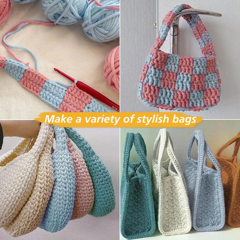 NICEEC 4 Skeins Crochet Yarn Soft Knitting Yarn for Beginners Cotton-Nylon Blend Yarn Easy-Use Yarn for Starters Crochet Kit Making Yarn for DIY C...
