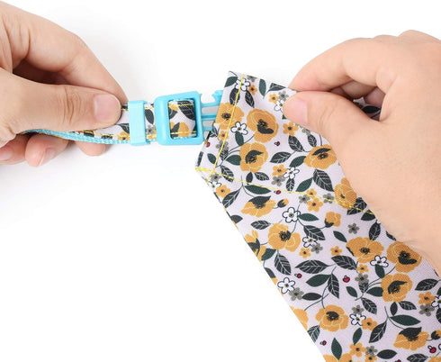 Mile High Life | Girl Dog Collars | Cute Bandana Collar | Soft Poly Cotton Fabric Collars for Small Dogs | Flower & Fruit Pattern(Bindweed, Collar...