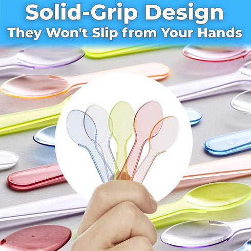 Extra Sturdy, BPA Free 500ct Plastic Tasting Spoons. Disposable Mini Tasters for Small Sampling or Individual Portions of Ice Cream, Sauces and Ap...