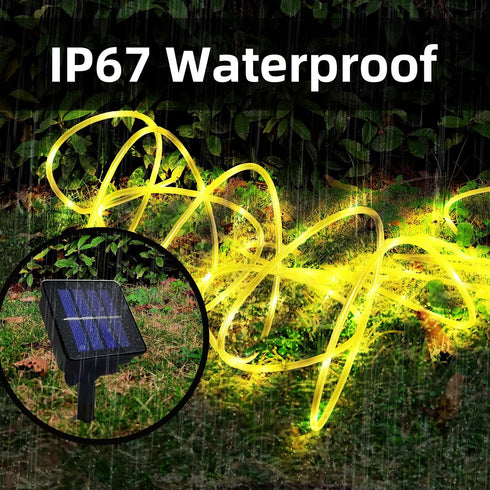 Solar Rope Lights Outdoor Waterproof, 39FT 100LED Outdoor String Lights Clear PVC Tube Fairy Lights, 8 Modes Trampoline Lights for Pool Tree Garde...