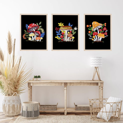 HVEST Mushroom Embroidery Kit for Beginners Adults, 3 Sets Floral Plant Cross Stitch Kits Embroidery Patterns Needlepoint Kits for Kids DIY Embroi...