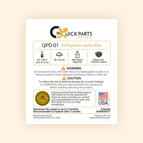 QPD-01 LT700P, ADQ36006101 Water Filter Replacement Compatible with Kenmore Elite 9690, ADQ36006102, WSL-3, FML-3, RFC 1200A, 46-9690 469690, ADQ36006101-S, LFXS30766S