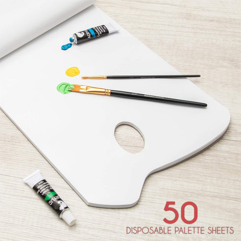 Zenacolor - Paper Palette Pad - 50 Removable and Disposable Sheets for Painters - 80gsm, 24lb - Paint Mixing Palette for All Paints (Oil, Acrylic,...