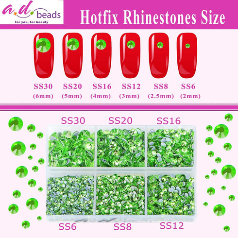 AD Beads 4500 Pieces Hotfix Rhinestones Flat Back 6 Sizes (2-6 mm) Crystal Round Glass Gems with Tweezers and Picking Rhinestones Pen or Crafts Na...