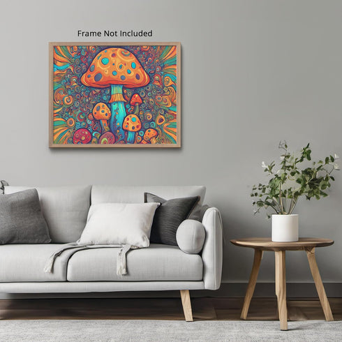 Posterizer 1 pcs- psychedelic funky hippie colorful rainbow mushrooms 5-Fantasy & Fiction Art-Retro Art- Living Room Bedroom Decor- unframed wall ...
