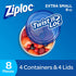 Ziploc Extra Small Round Twist 'n Loc Food Storage Meal Prep Containers, Reusable for Lunch and Leftovers, Dishwasher Safe, 4 Containers and 4 Lid...