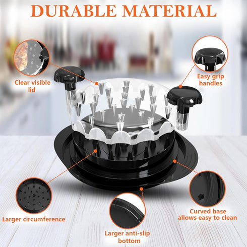 Chicken Shredder (10.8") with Bursh and Handles - Non-Skid Based Chicken Shredding Tool with Transparent Lid - Shred Chicken Tool for Chicken Brea...