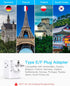 2 Pack Germany France Travel Plug Adapter with 3 Outlets 1 USBA 2 USB C, One Beat Type E/F International Power Adapter, Travel Essentials US to Eu...