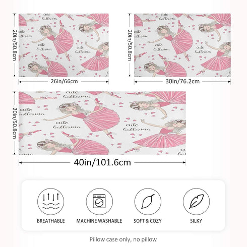 AUUXVA Girl Satin Pillowcase for Hair and Skin, Queen Size Ballet Ballerina Princess Pillow Sham with Envelope Closure Decorative Pillow Cover for...