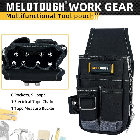 MELOTOUGH Pocket Tool Pouch Tool Belt Pouches with Belt Clip Utility Mini Tool Organizer Pouch for Electrician,Carpenter,Construction,Technician...