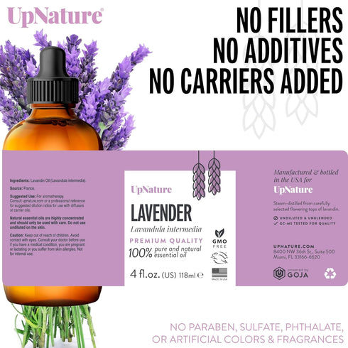 UpNature Lavender Essential Oil Pure - 100% Natural & Pure Lavender Oil - Essential Oils for Diffuser - Aromatherapy Oil - Massage...