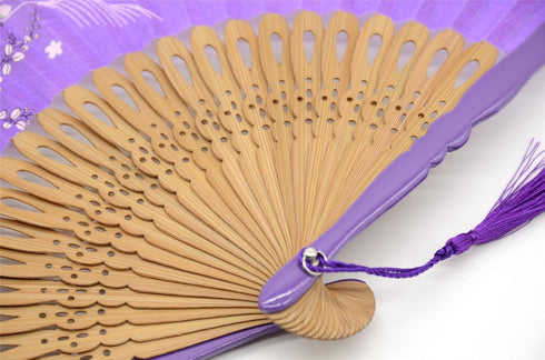 OMyTea® "Grassflowers 8.27"(21cm) Hand Held Folding Fans - With a Fabric Sleeve for Protection for Gifts - Chinese/Japanese Vintage Retro Style (P...