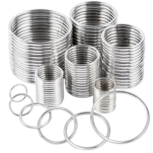 90Pcs 6 Sizes Silver Metal O Rings Multi-Purpose Heavy Duty Round Ring for Hardware Bags Belts Dog Leashes Hanging Basket DIY Craft Supplies, 15mm...