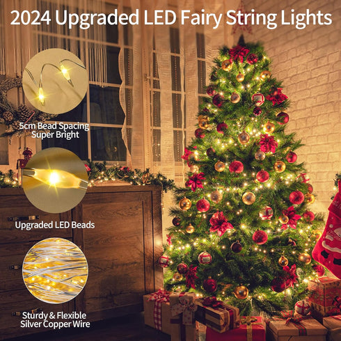132FT 400 LED Fairy Lights Plug in Silver Wire Outdoor String Lights Waterproof Firefly Starry Lights with Remote Timer Twinkle Lights for Wedding...