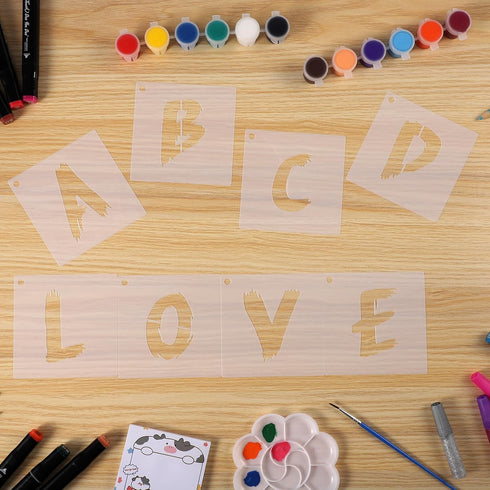 36Pcs Letter Stencils for Painting, Reusable Numbers & Alphabet Stencils,Spray Painting Stencils,Letter Stencils for Wood,Wall,Fabric,Rock,Chalkbo...