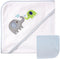 Luvable Friends Unisex Baby Hooded Towel and Washcloth, Blue Elephant, One Size...