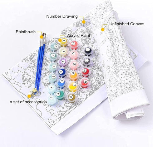 CAYUDEN Paint by Number for Adults, 16" x 20" Flowers Acrylic Paints by Numbers for Adults Beginner Kids Color Painting by Numbers on Canvas with ...