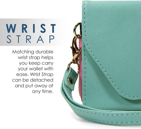 Clutch Wallet with Wristlet and Crossbody Strap for Smartphones or Phablets up to 5.7 Inch - Carrying Case - Frustration-Free Packaging - Teal and...