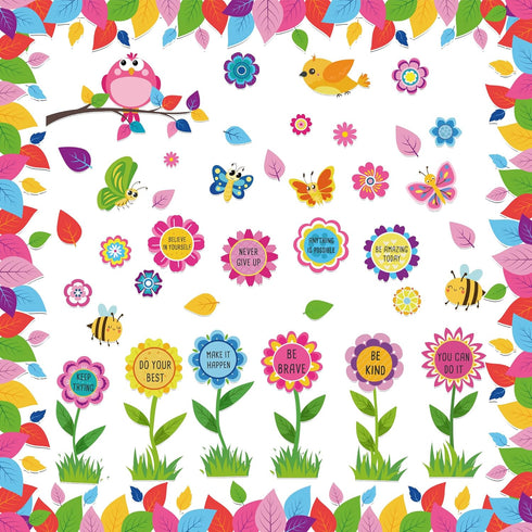 Bulletin Board Decorations Spring Flower Butterfly Affirmation Cutouts Hello Spring Bulletin Board Borders Set for Classroom School Office Decor T...