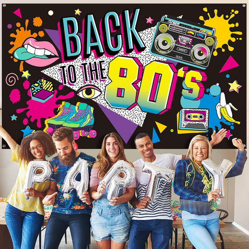 Irenare Back to The 80's Party Banner Backdrop Decorations Supplies for Photography Background, 73 x 43 x 0.04 Inch...