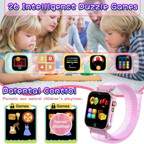 Kids Smart Watch with 26 Puzzle Games Camera Video Music Player Tracking Pedometer Flashlight 12/24 hr Educational Toys, Gifts for Kids Ages 3+Yea...