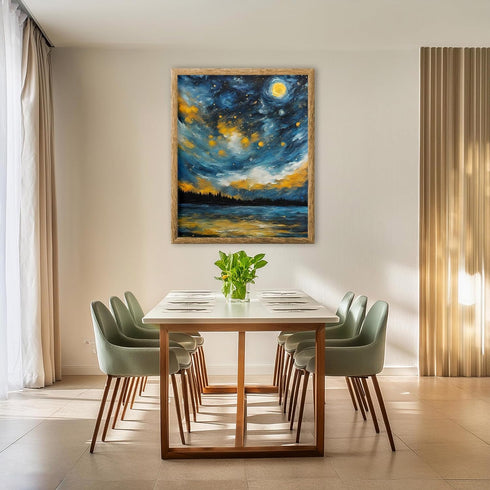 Posterizer 1 pcs- starry night inspired landscapes-nature-oil painting style 3-Landscape & Nature Art-Floral Botanical Art- Decor for Home & Offic...