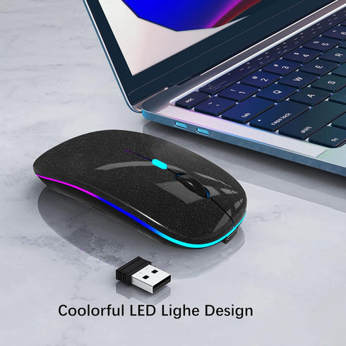 Wireless Bluetooth Mouse,LED Rechargeable Silent Slim Laptop Mouse,Portable(BT5.2 or USB 2.4GHz) Dual Mode Computer Mice for Laptop,ipad Tablet,De...