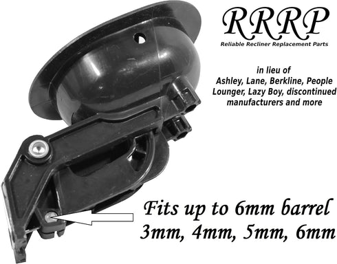 Reliable Recliner Replacement Parts Handle Small Oval Black Plastic Pull Recliner Handle 3" by 3.5" Handle Only Fits 3mm & 6mm Cables (Car Door Fl...