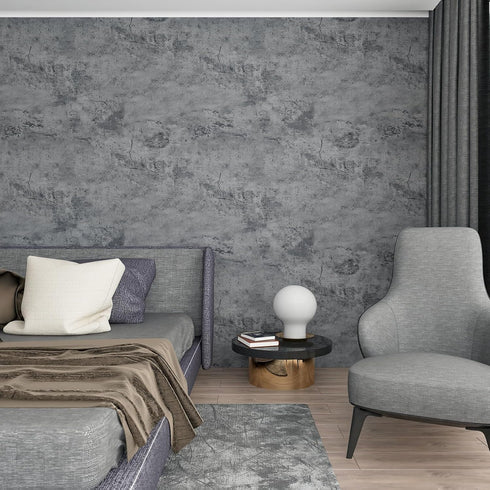 Concrete Wallpaper Cement Contact Paper Dark Grey Wallpaper Peel Stick Countertops 15.75" x 118.11" 3D Rustic Industrial Style Waterproof Removabl...